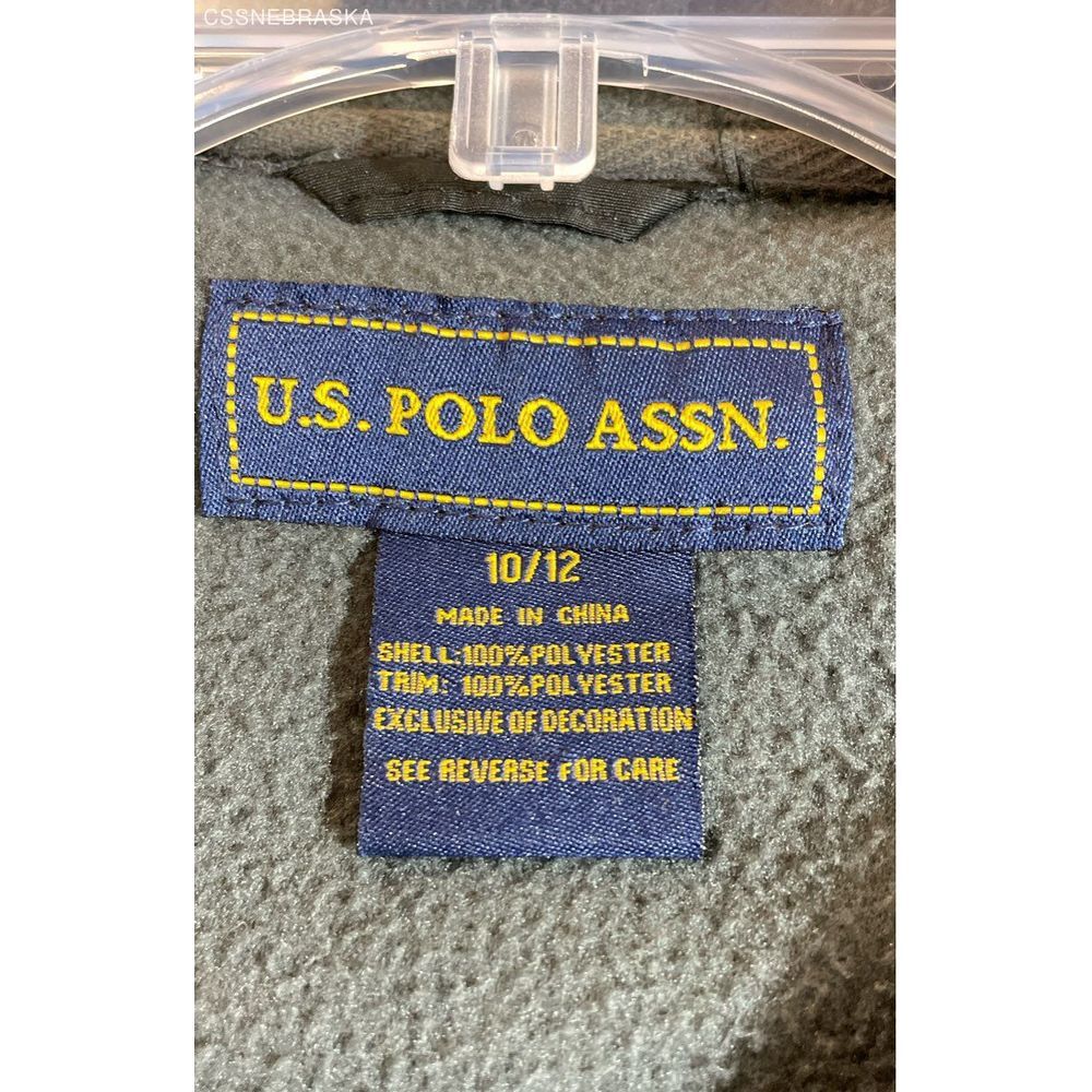 US Polo Assn Gray Kids Fleece Jacket Full Zip Coat Big Logo - Size 10/12 - Picture 6 of 6